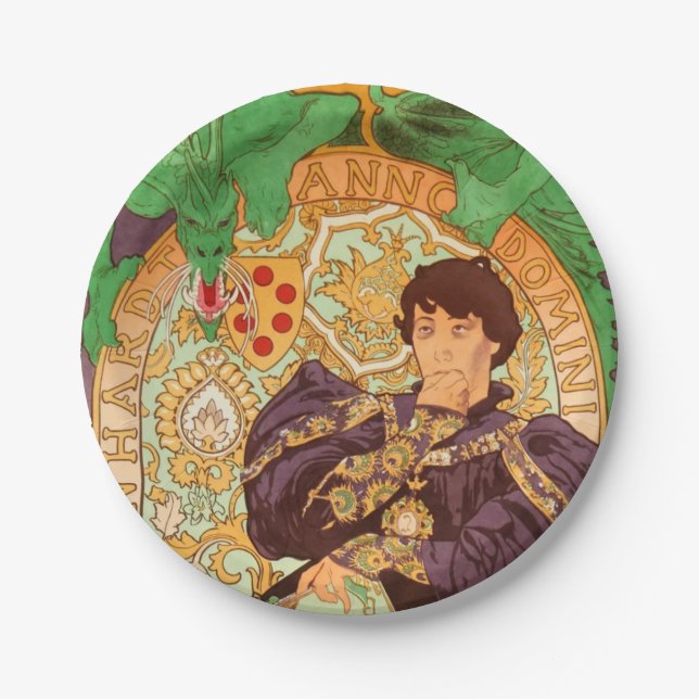 Prato De Papel Alphonse Mucha Prince e Dragon (Frente)