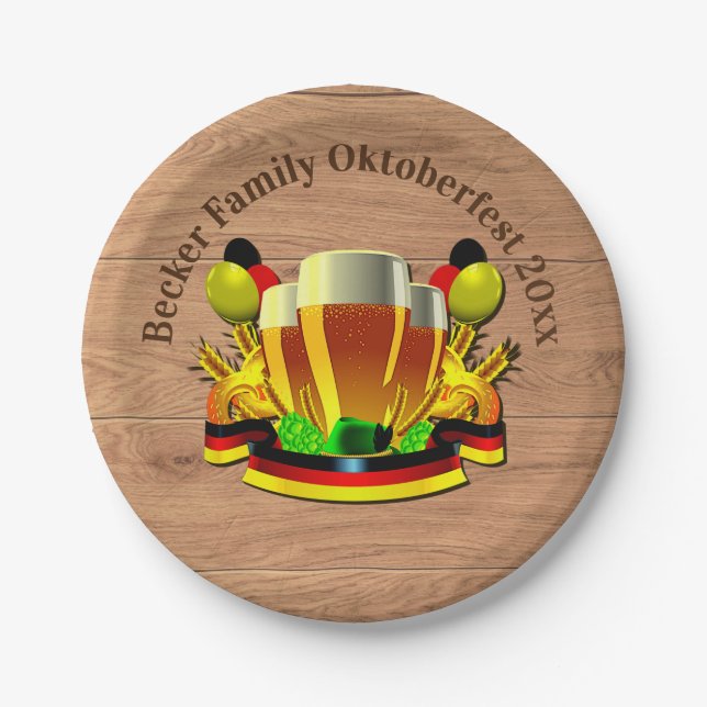 Prato De Papel Alterar Ano de Texto Octoberfest 20xx Cervejas Ócu (Frente)