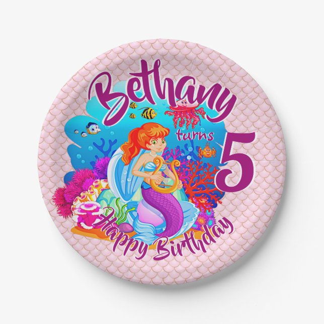 Prato De Papel Alterar Nome de Idade Personalizar Festa de aniver (Frente)