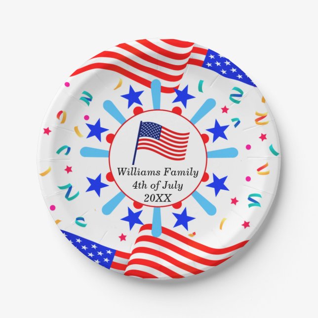 Prato De Papel Alterar qualquer texto EUA Sinalizar Independência (Frente)