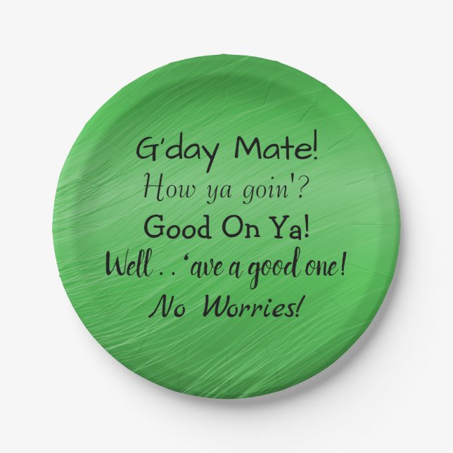 Prato De Papel Alterar Texto - Aussie Slang Conversação 7" (Frente)