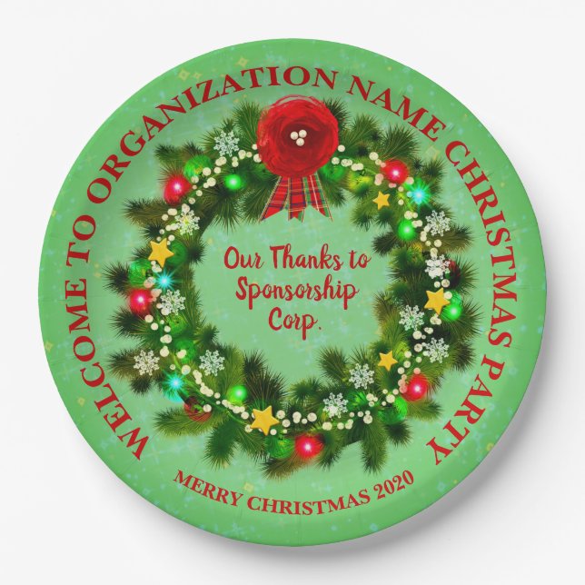 Prato De Papel Alterar TODO Texto Organização Festa de Natal 20xx (Frente)