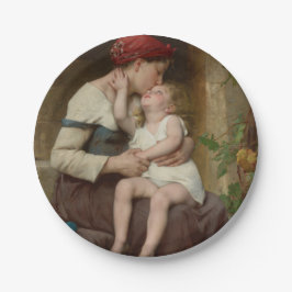 Prato De Papel Amando a Mãe com seu Filho Adorável (Perrault)