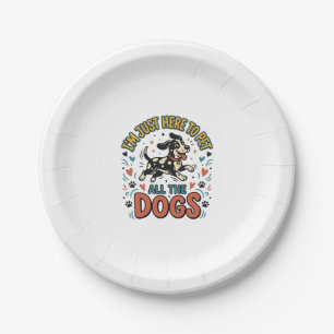 Prato De Papel Amante de Cão Engraçado Pet Vintage Todo o Design