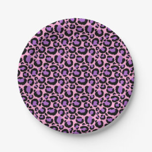 Prato De Papel Amante de os animais-Padrão Violet Pink Cheetah L