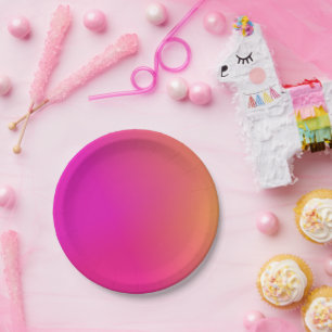 Prato De Papel Amarelo alaranjado cor-de-rosa Ombre