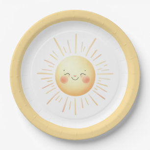 Prato De Papel Amarelo-Cinto-Cama Boho Sorrindo Sol