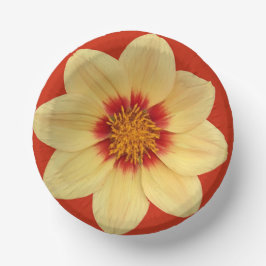 Prato De Papel Amarelo Dahlia na Floral Vermelha