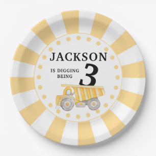 Prato De Papel Amarelo em placas de aniversário de construção