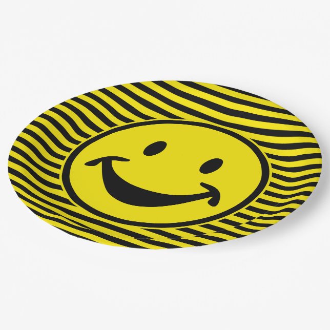 Prato De Papel Amarelo engraçado & listras + seu backg. & ideia (Inclinado)