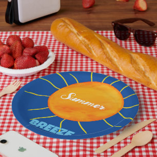 Prato De Papel Amarelo Laranja Sol Verão Breeze