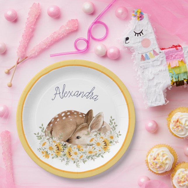 Prato De Papel Amarelo Nosso Querido Querido, Girassóis (Festa)