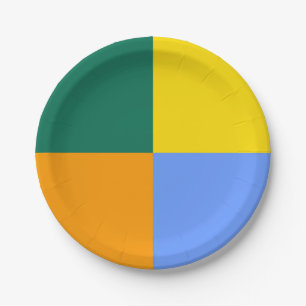 Prato De Papel Amarelo verde-azul