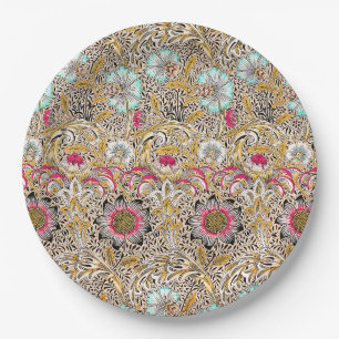 Prato De Papel Amarelo vintage rosa Corncockle de William Morris