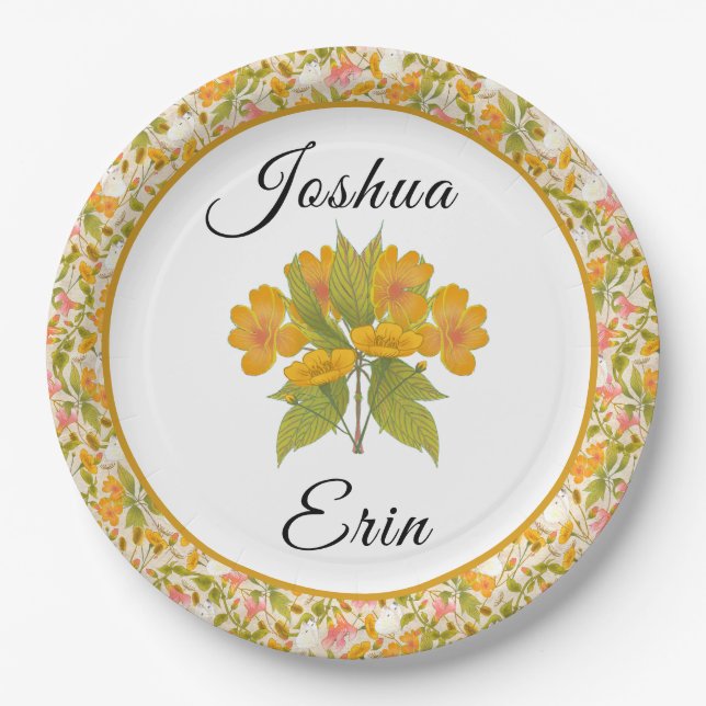 Prato De Papel Amarelo vitoriano médio - placa de papel (Frente)