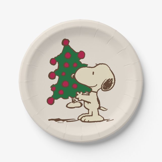 Prato De Papel Amendoins | Árvore de Natal de Snoopy (Frente)