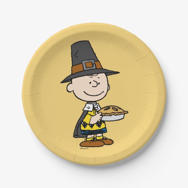 Prato De Papel Amendoins | Charlie Brown Pilgrim (Frente)