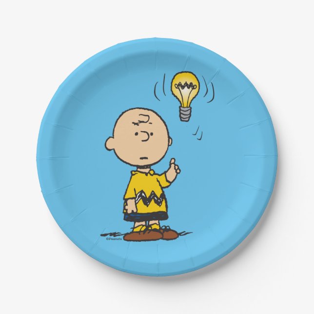 Prato De Papel Amendoins | Ideia da lâmpada de Charlie Brown (Frente)