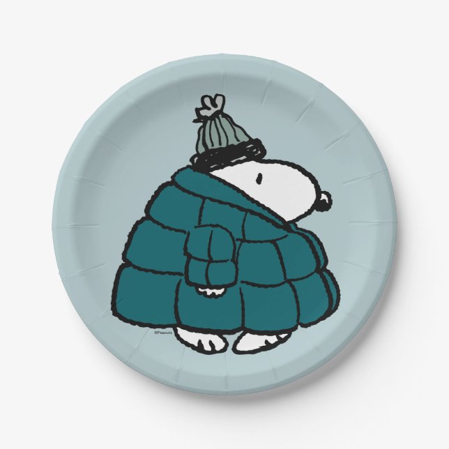 Prato De Papel Amendoins | Jaqueta Puffer de inverno de Snoopy (Frente)