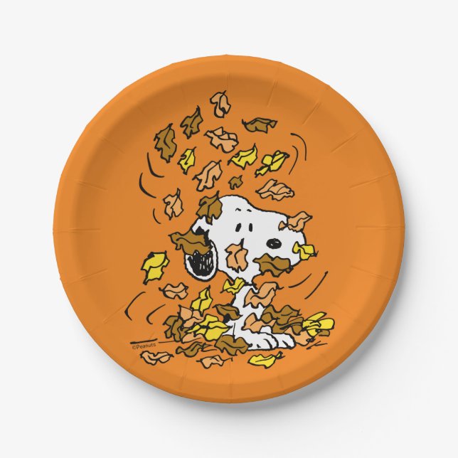 Prato De Papel Amendoins | Pilha de Esnoopia de Folhas (Frente)