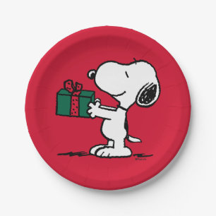 Prato De Papel Amendoins   Presente de Natal Snoopy Giver