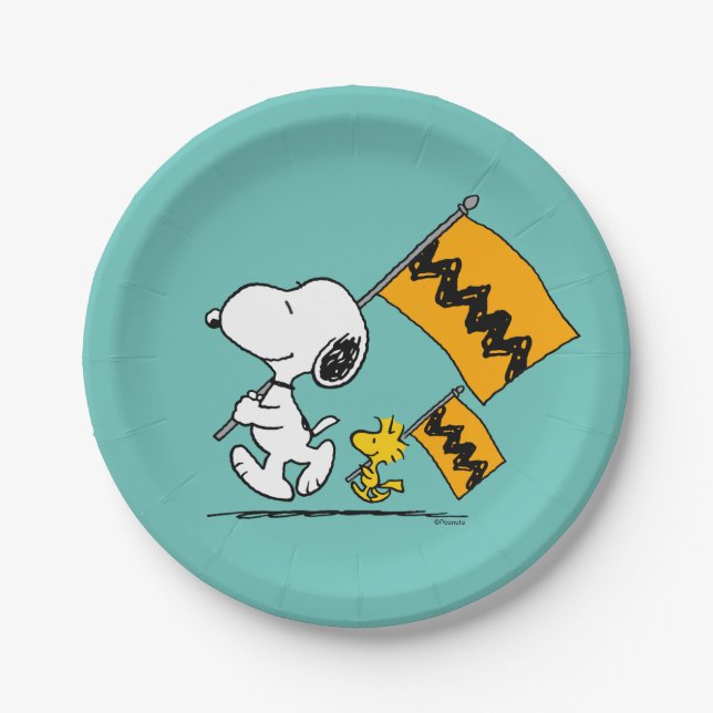 Prato De Papel Amendoins | Sinalizadores de Snoopy & Woodstock (Frente)