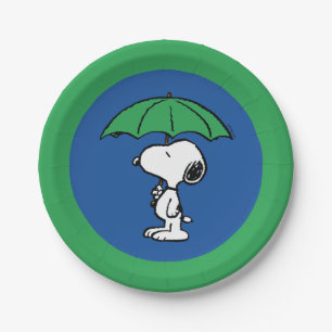 Prato De Papel Amendoins   Snoopy Green Umbrella