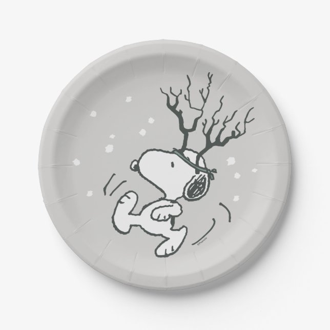 Prato De Papel Amendoins | Snoopy Reindeer (Frente)