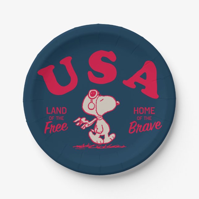 Prato De Papel Amendoins | Snoopy USA Land of the Free (Frente)