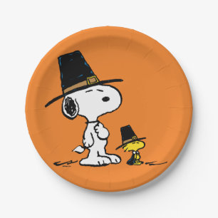 Prato De Papel Amendoins   Snoopy & Woodstock Pilgrim
