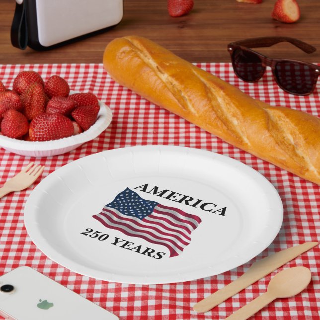 Prato De Papel America 250 Years Flag (Piquenique)