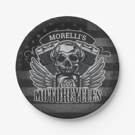 Prato De Papel American Biker ADD NAME Skull V-Twin Motocicletas