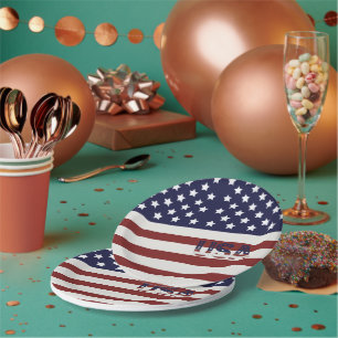 Prato De Papel American Flag American USA Pattern