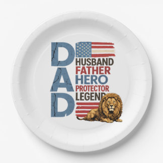 Prato De Papel American flag Dad Lion Patriotic