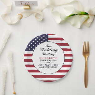Prato De Papel American Flag Wedding