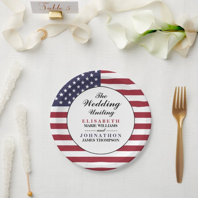 Prato De Papel American Flag Wedding (Casamento)