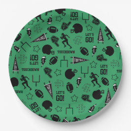 Prato De Papel American Football Green Sports Birthday
