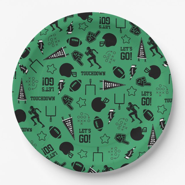 Prato De Papel American Football Green Sports Birthday (Frente)