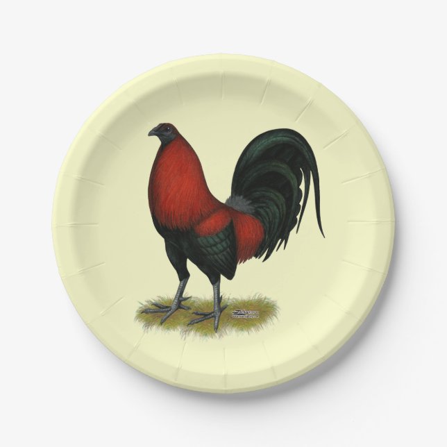 Prato De Papel American Game BB Black Red Rooster (Frente)