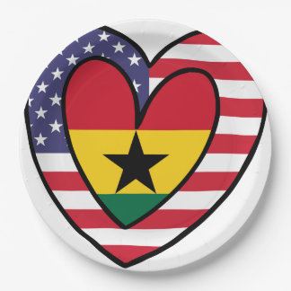 Prato De Papel American Ghanaian Flag Inner Heart EUA Gana
