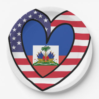 Prato De Papel American Haitian Flag Inner Heart EUA Haiti