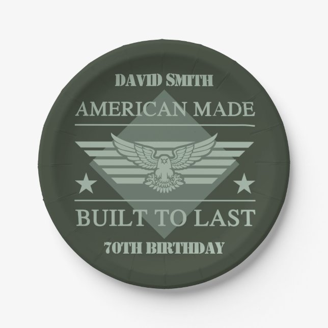 Prato De Papel American Made 70 Birthday (Frente)