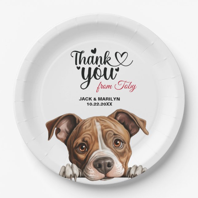 Prato De Papel American Staffordshire Terrier Wedding (Frente)