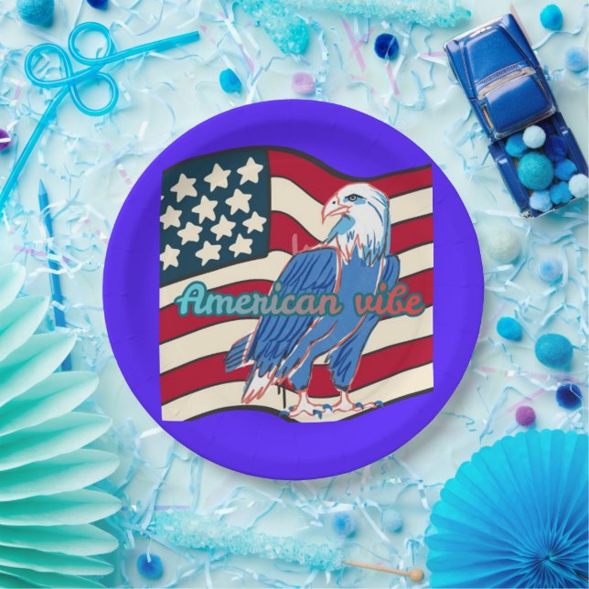 Prato De Papel American vibe blue (Festa)