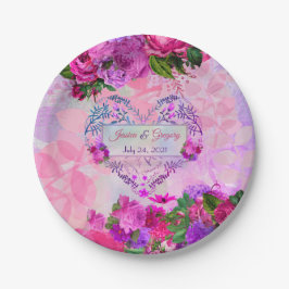 Prato De Papel Ametyst Raspberry Casamento Plate