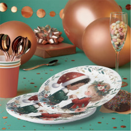 Prato De Papel Amigos de Natal