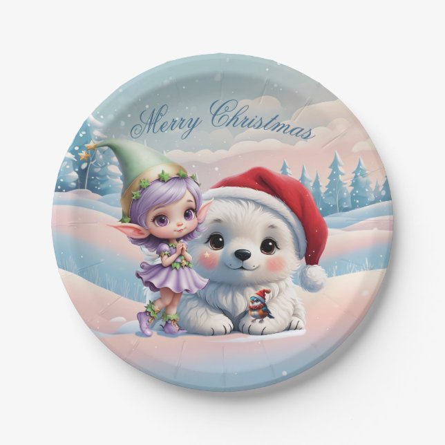 Prato De Papel Amigos num mundo de fantasia. (Frente)