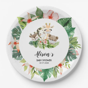 Prato De Papel Amigos Safari Dourados e bonitos   Placa de papel