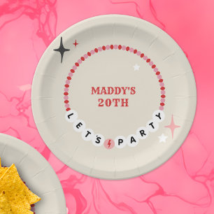 Prato De Papel Amizade do Partido do vamos Bracelet Vermelho Rosa