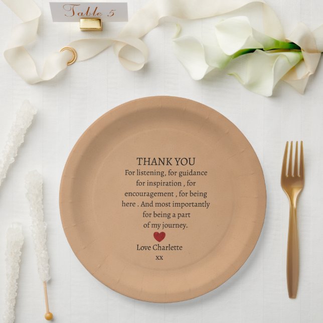 Prato De Papel amor de agradecimento personalizado fofo  (Casamento)